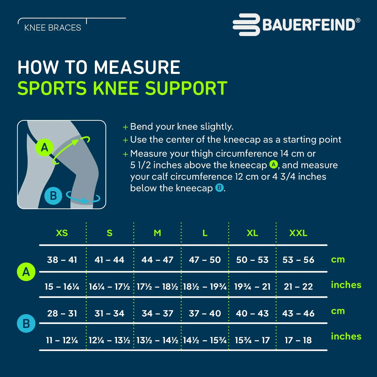 Size Chart – Bauerfeind Sports Knee Support Brace