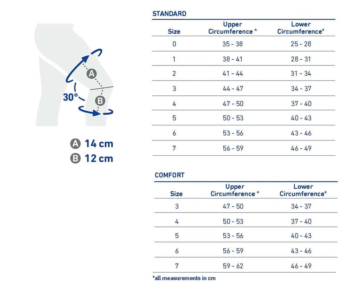 Size Chart – Bauerfeind GenuTrain Knee Brace