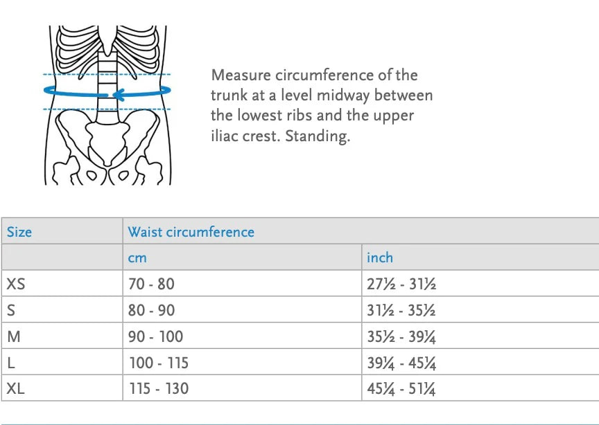 Size Chart – Össur Formfit® Pro Back Support