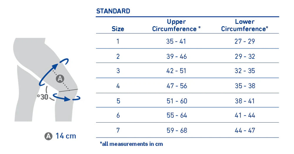 Size Chart – Bauerfeind GenuTrain P3 Knee Brace