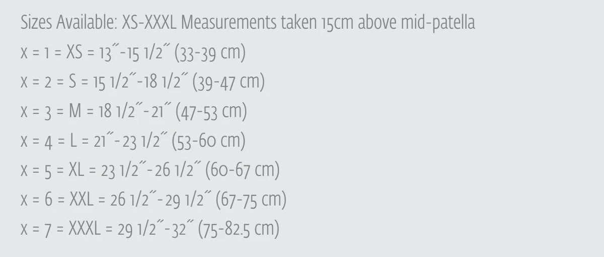 Size Chart – DonJoy Armor FourcePoint Knee Brace
